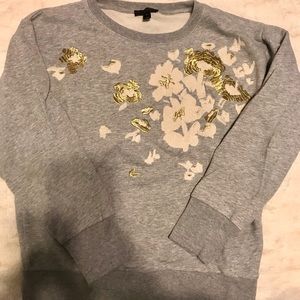 J.Crew gold and white flower grey sweatshirt